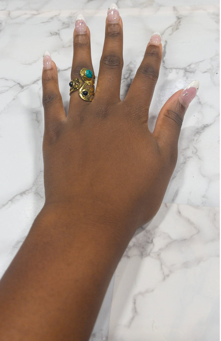 AfriGem Adornia Adjustable Brass Ring - Trufacebygrace