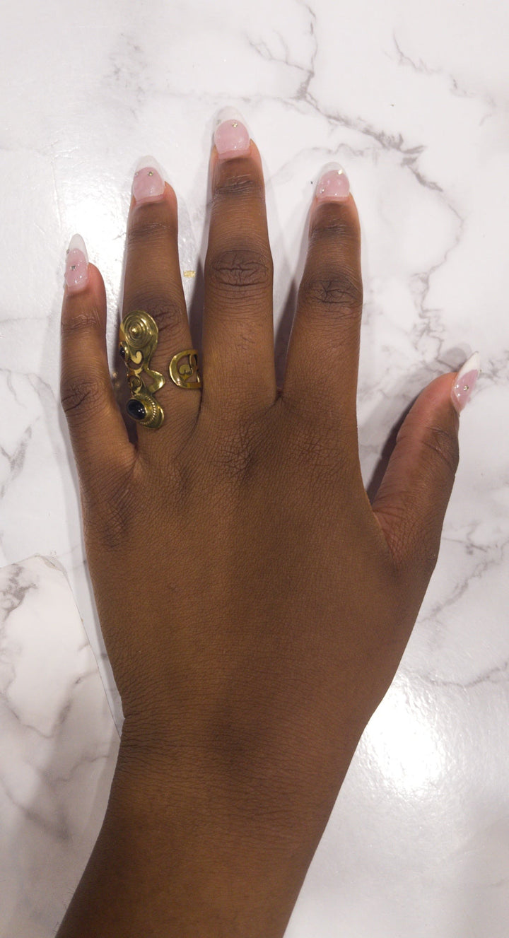 AfriGem Adornia Adjustable Brass Ring - Trufacebygrace