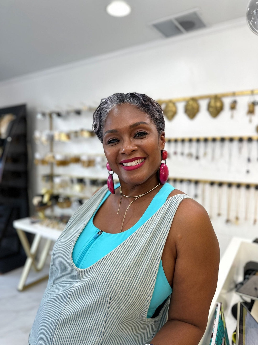 Afro Color Pop Horn Drop Earrings - Trufacebygrace