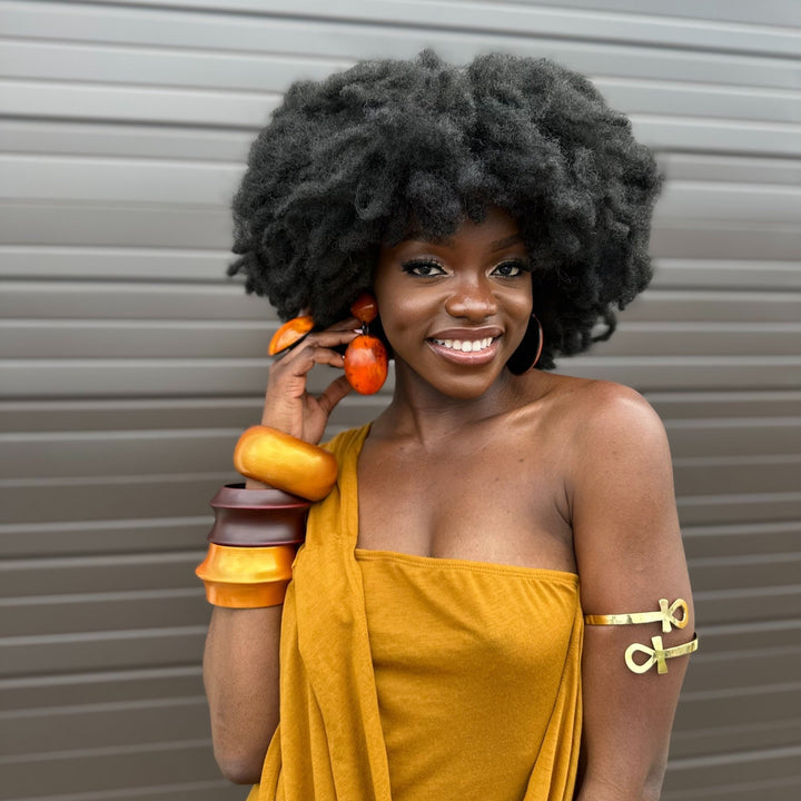 Afro Color Pop Horn Drop Earrings - Trufacebygrace