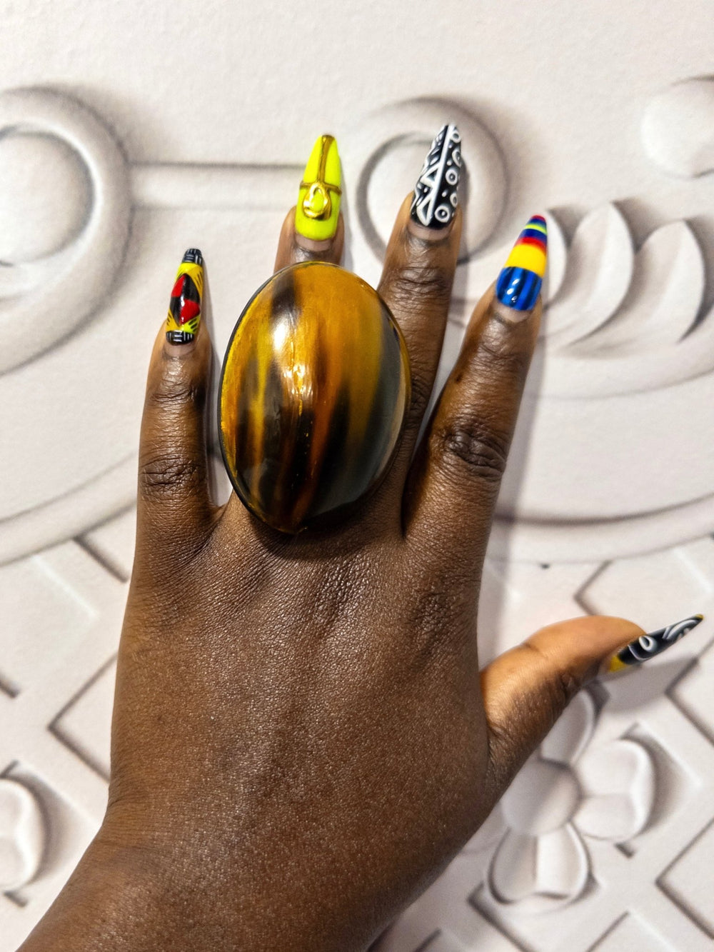 Afro Color Pop Horn Ring - Amber Series - Trufacebygrace
