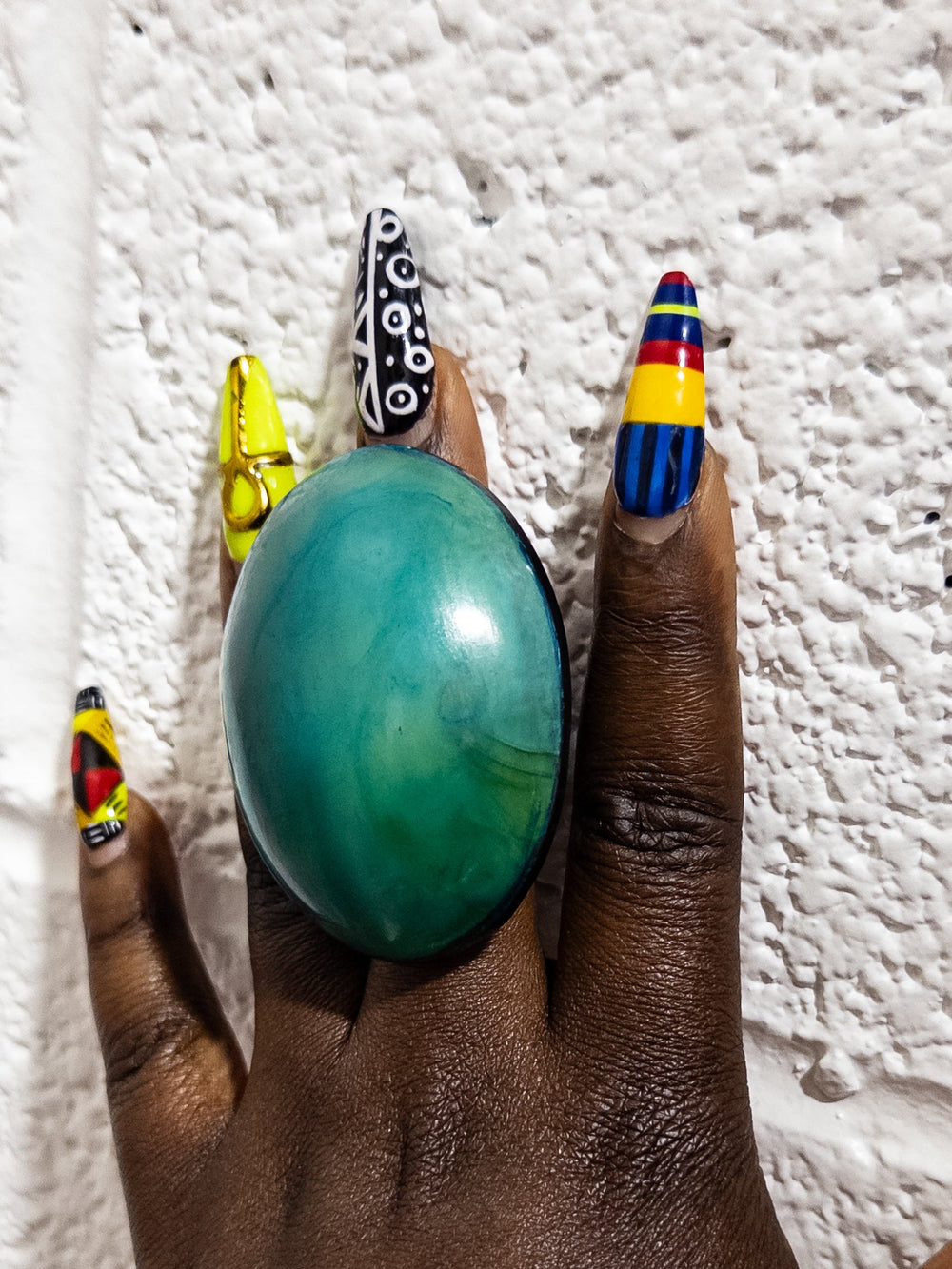 Afro Color Pop Horn Ring - Azure Series - Trufacebygrace