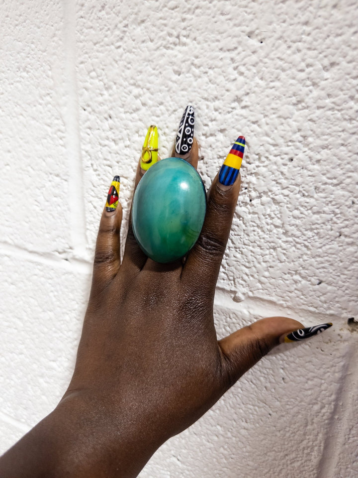 Afro Color Pop Horn Ring - Azure Series - Trufacebygrace