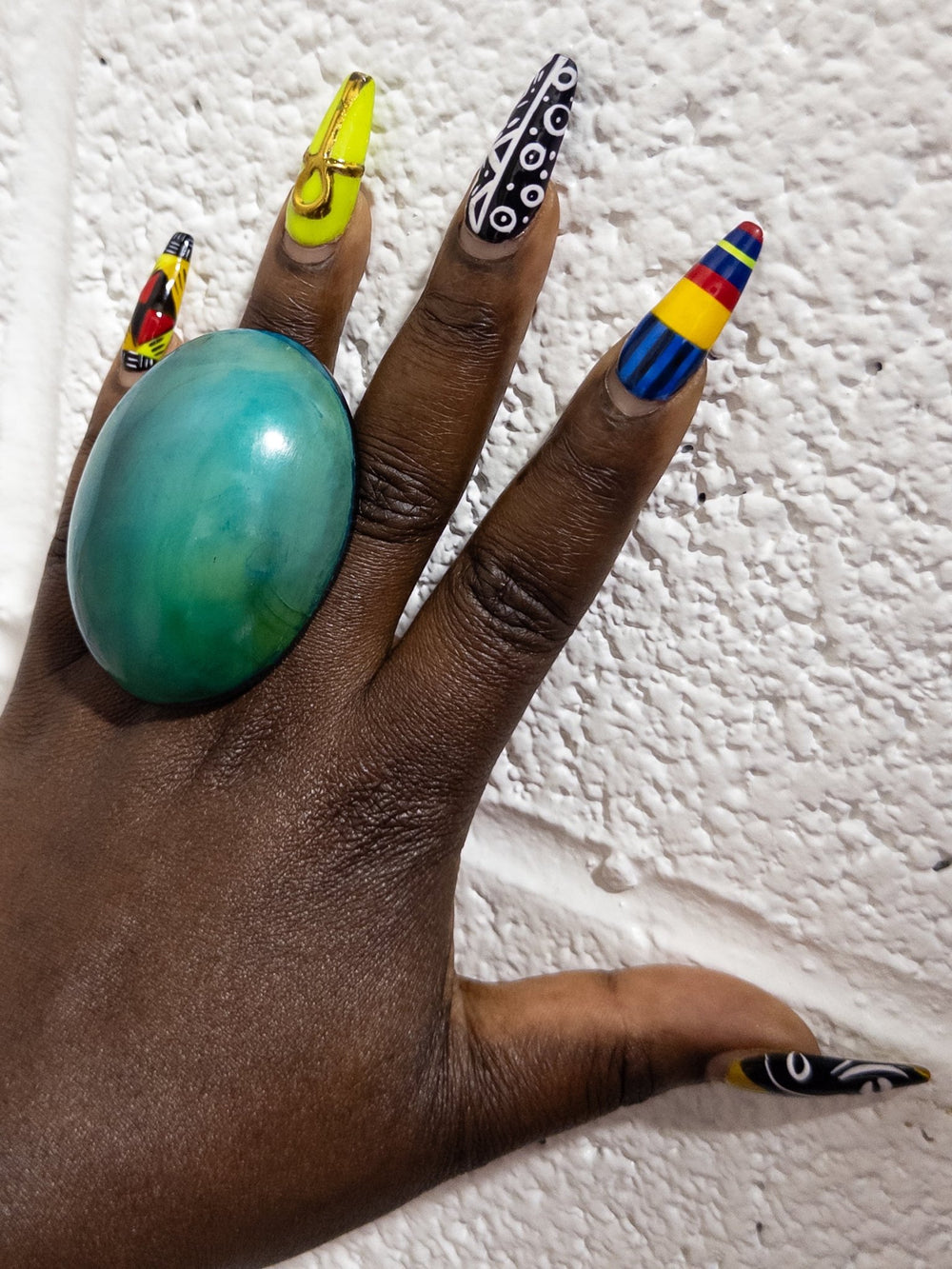 Afro Color Pop Horn Ring - Azure Series - Trufacebygrace