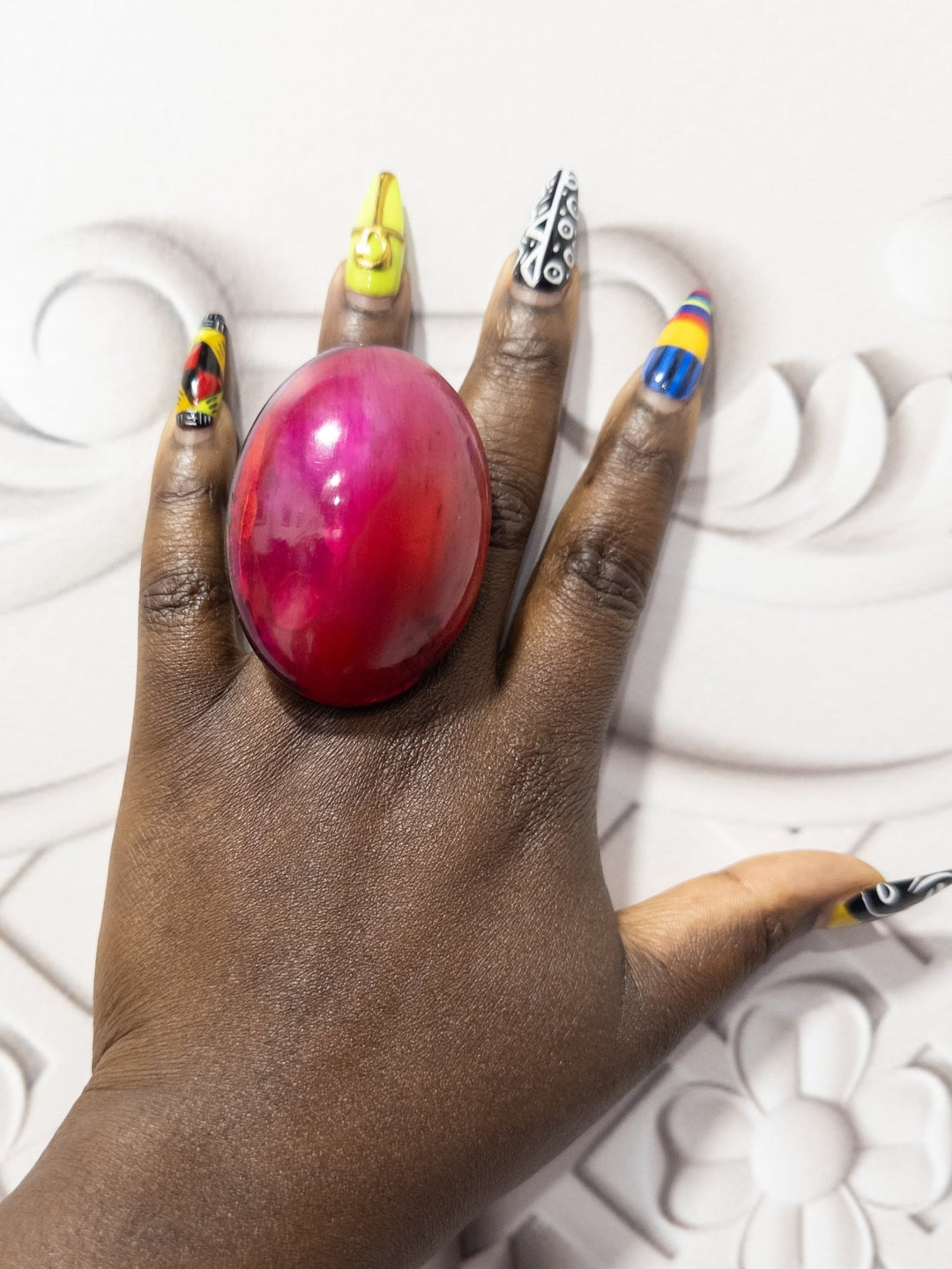 Afro Color Pop Horn Ring - Cerise Series - Trufacebygrace