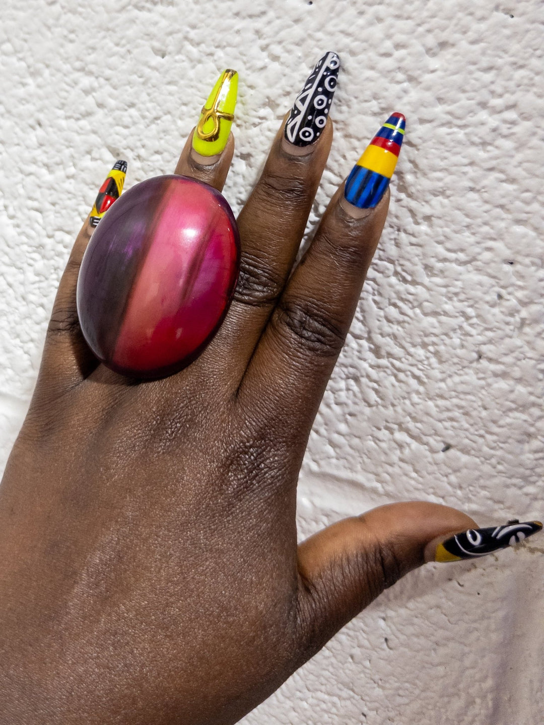 Afro Color Pop Horn Ring - Cerise Series - Trufacebygrace
