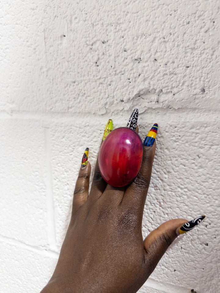 Afro Color Pop Horn Ring - Cerise Series - Trufacebygrace