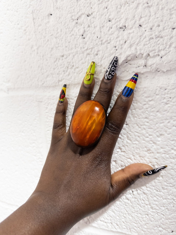 Afro Color Pop Horn Ring - Ochre Series - Trufacebygrace