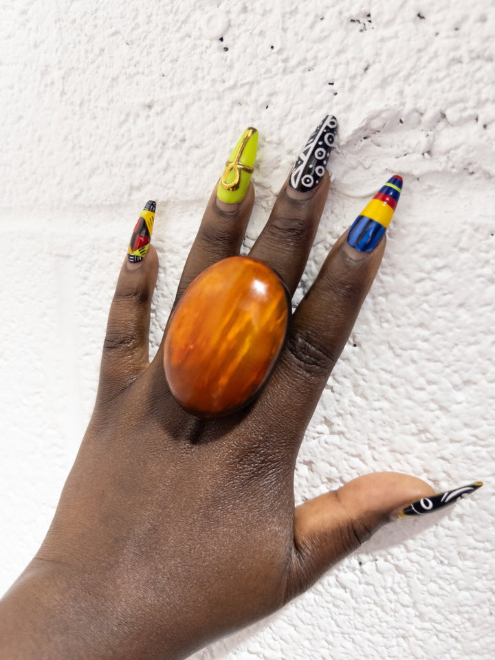 Afro Color Pop Horn Ring - Ochre Series - Trufacebygrace