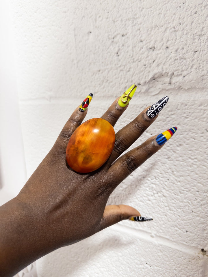 Afro Color Pop Horn Ring - Ochre Series - Trufacebygrace