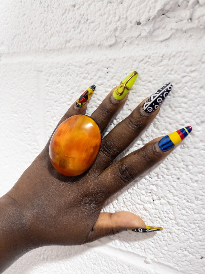 Afro Color Pop Horn Ring - Ochre Series - Trufacebygrace
