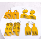 Afro comb and adinkra symbols Wooden Earrings - Trufacebygrace