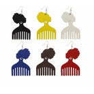 Afro comb and adinkra symbols Wooden Earrings - Trufacebygrace