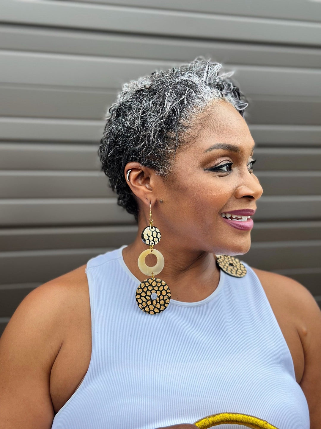 Afro Safari 3 Tier Tortoise Drop Earrings - Trufacebygrace