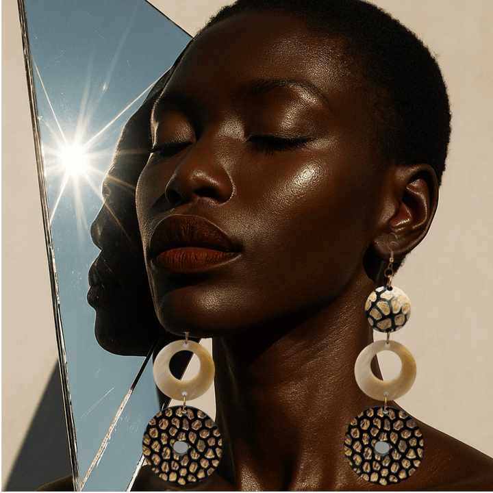 Afro Safari 3 Tier Tortoise Drop Earrings - Trufacebygrace