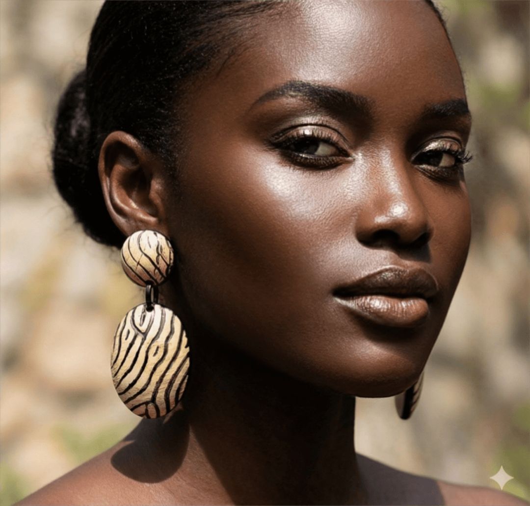 Afro Safari Horn Dangling Print Earrings - Trufacebygrace