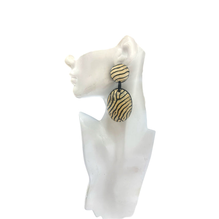 Afro Safari Horn Dangling Print Earrings - Trufacebygrace