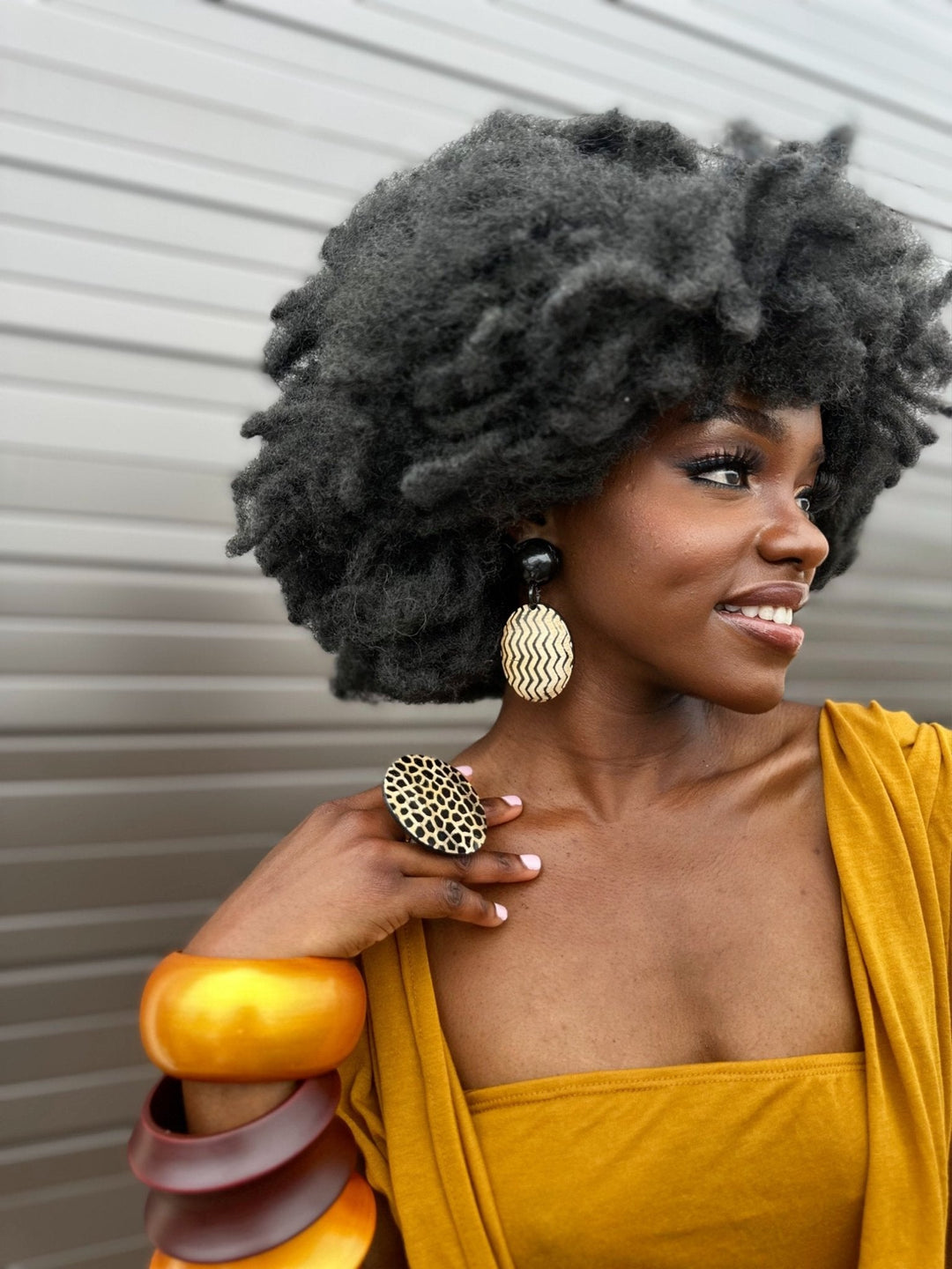 Afro Safari Horn Print Earrings - Trufacebygrace