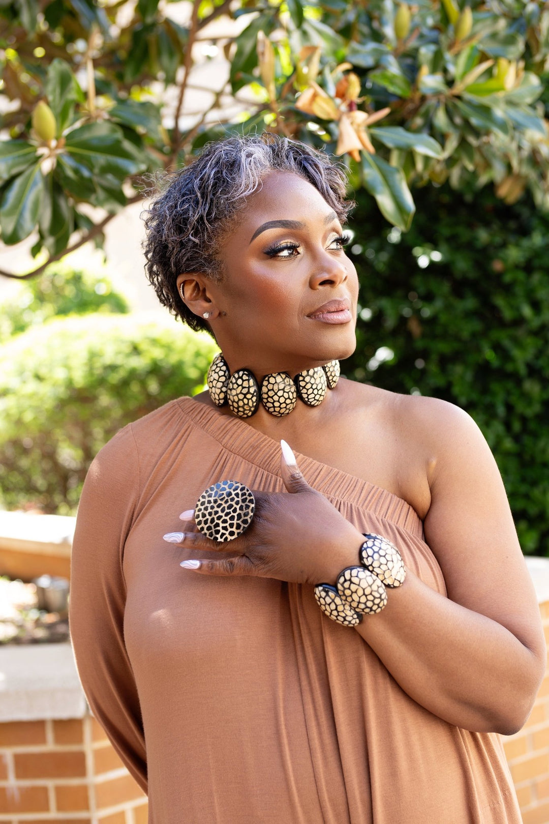 Afro Safari Horn Ring Round - Tortoise Mosaic 3 piece set - Trufacebygrace