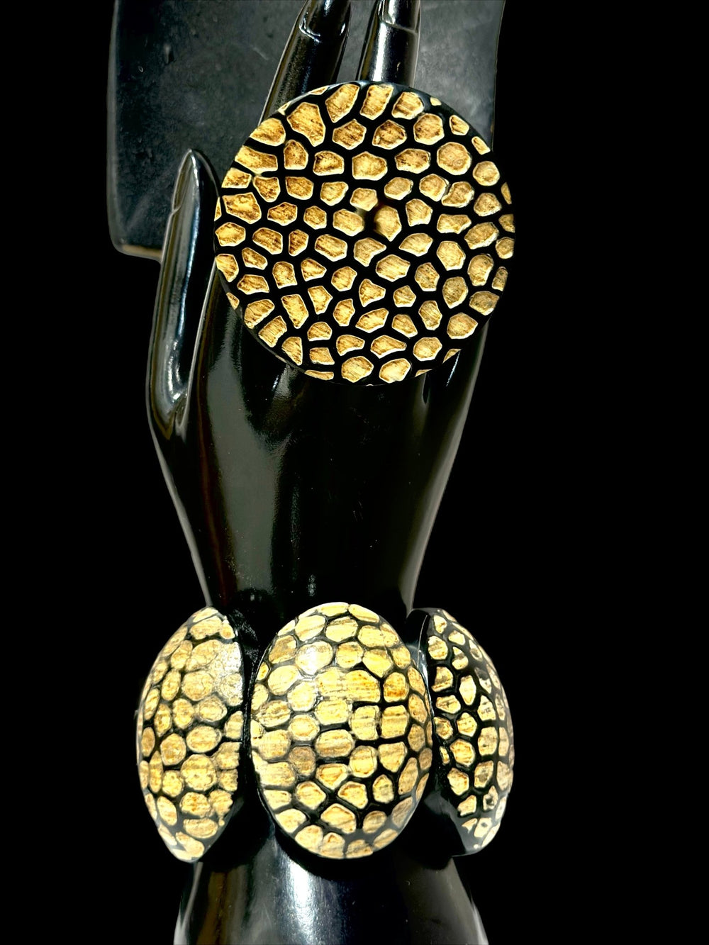 Afro Safari Horn Ring Round - Tortoise Mosaic Ring - Trufacebygrace