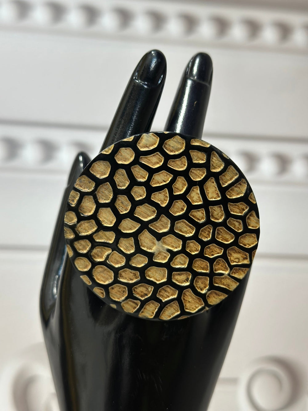 Afro Safari Horn Ring Round - Tortoise Mosaic Ring - Trufacebygrace