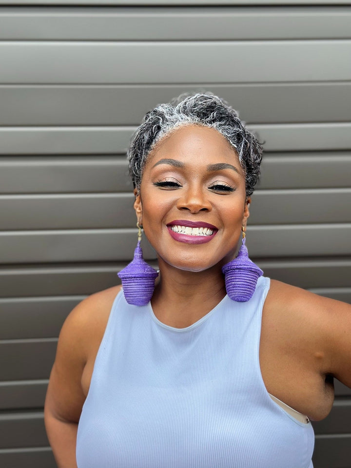 Agaseke Drop Earrings – Purple - Trufacebygrace