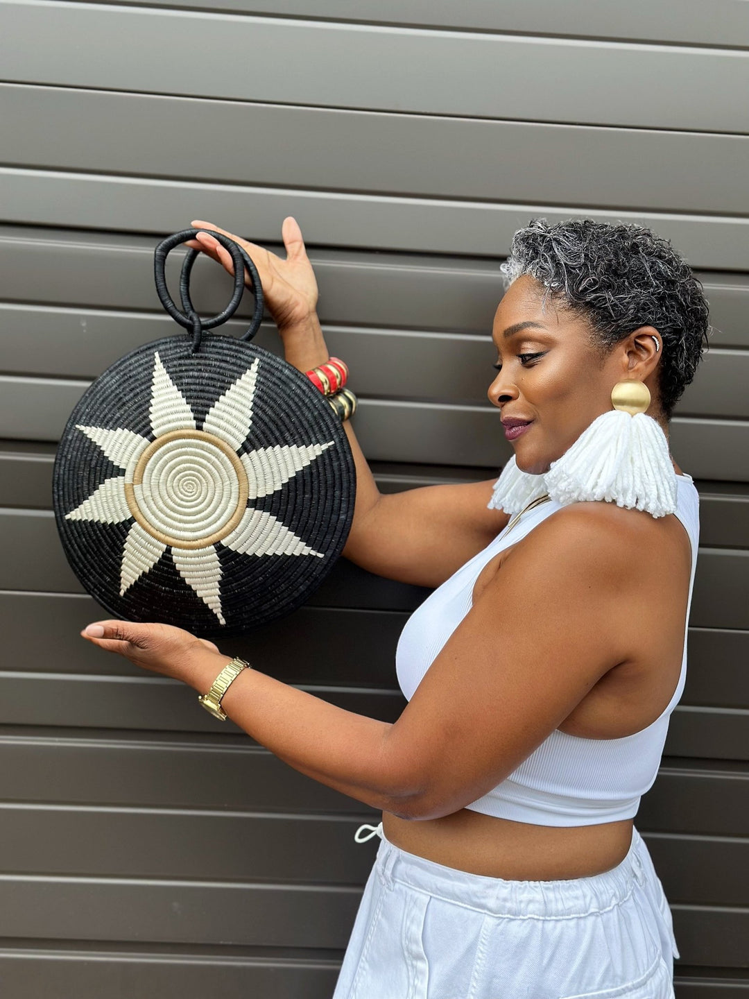 Agaseke Luxe Woven Circle Bag - Trufacebygrace