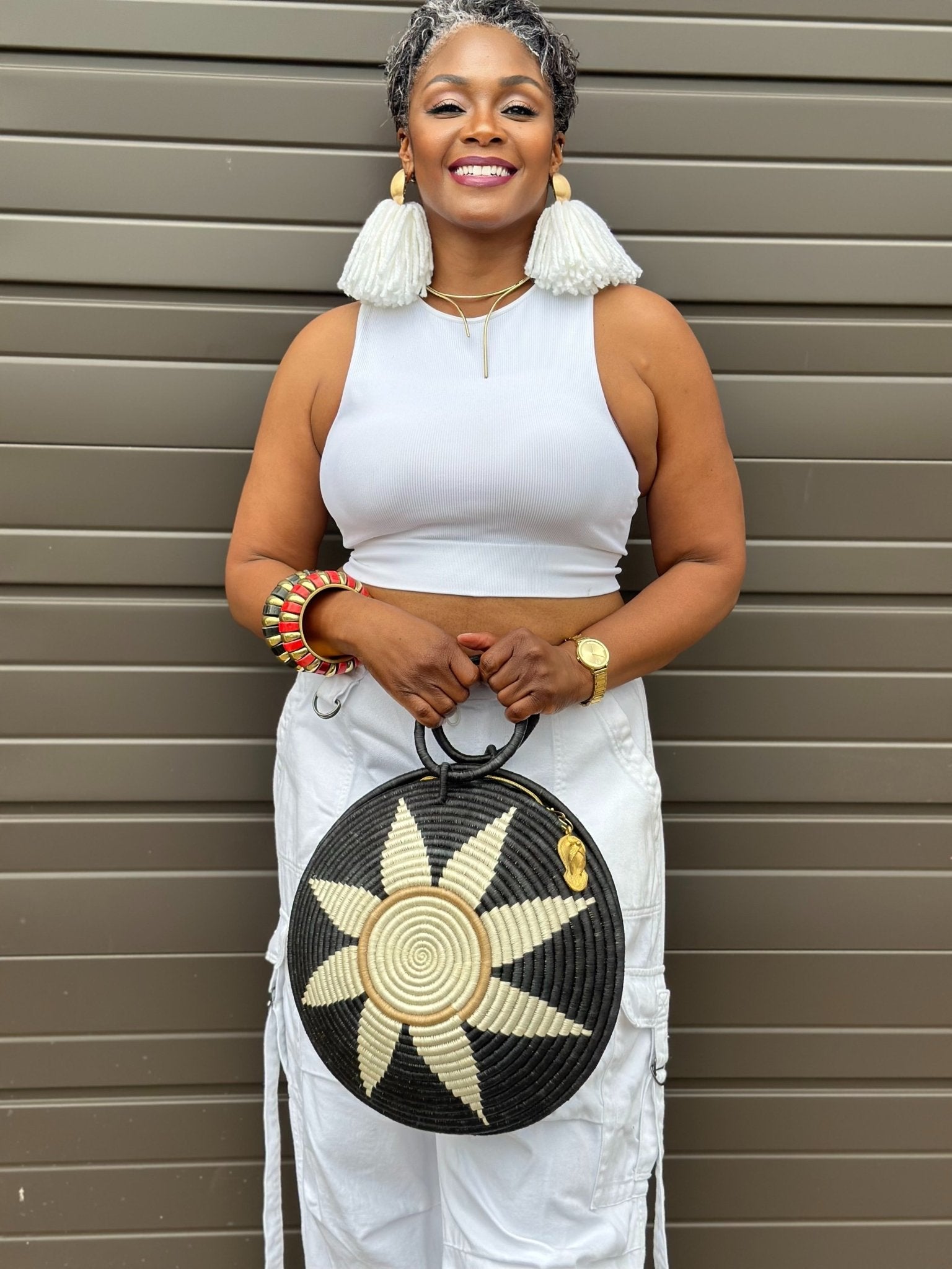 Agaseke Luxe Woven Circle Bag - Trufacebygrace