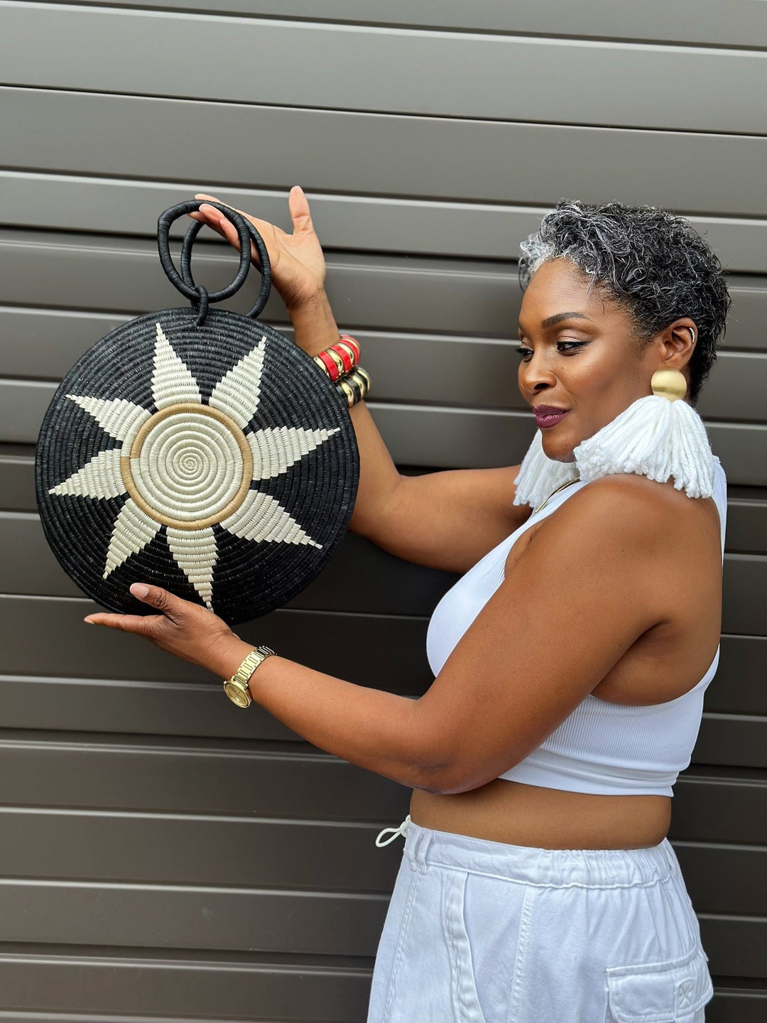 Agaseke Luxe Woven Circle Bag - Trufacebygrace