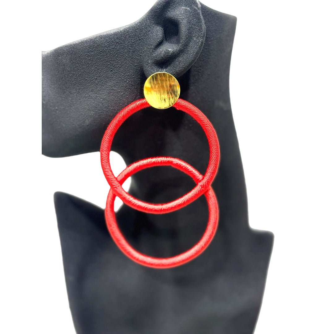 Ahenni Red Double - Hoop Earrings - Trufacebygrace