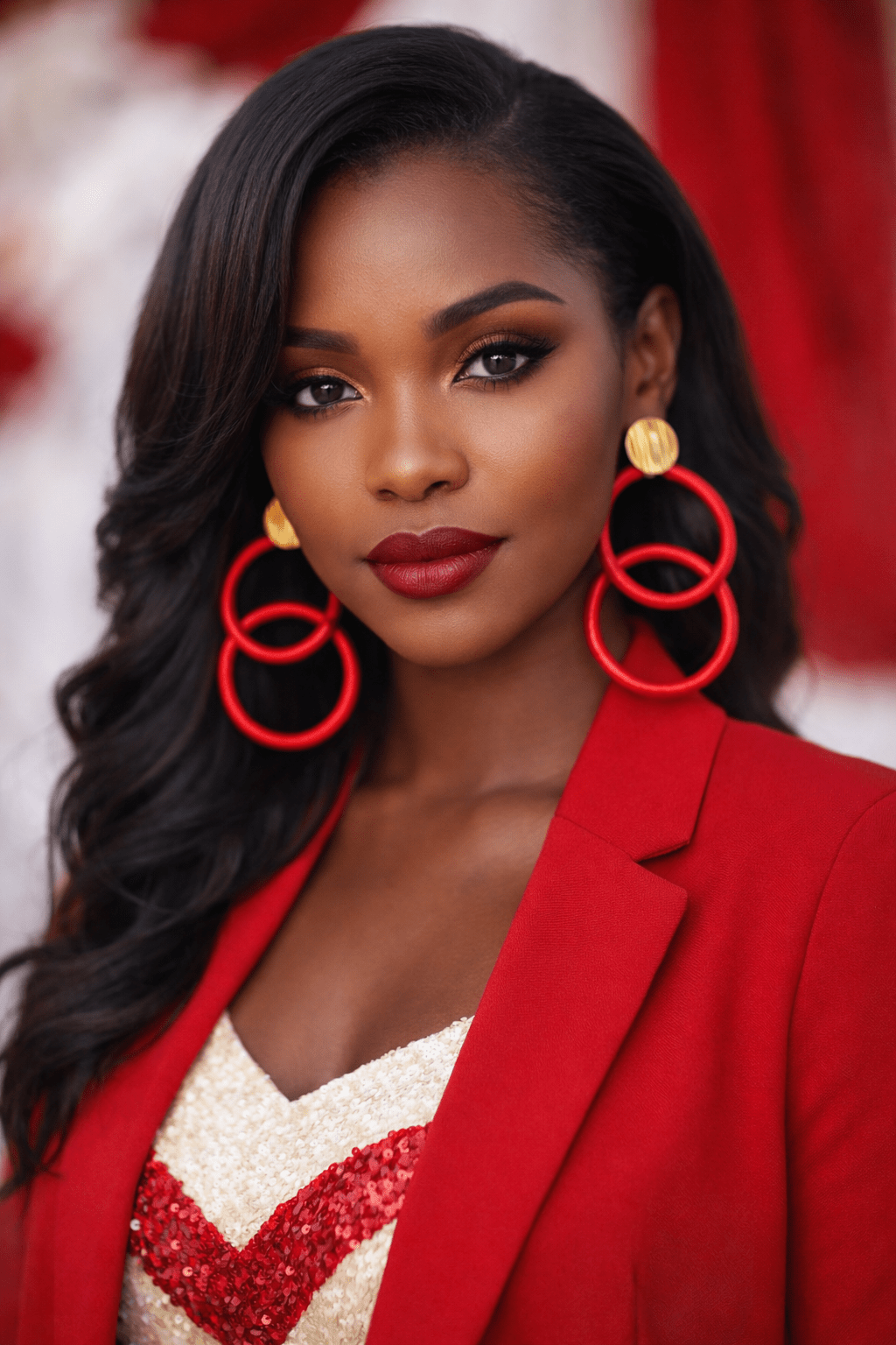 Ahenni Red Double - Hoop Earrings - Trufacebygrace