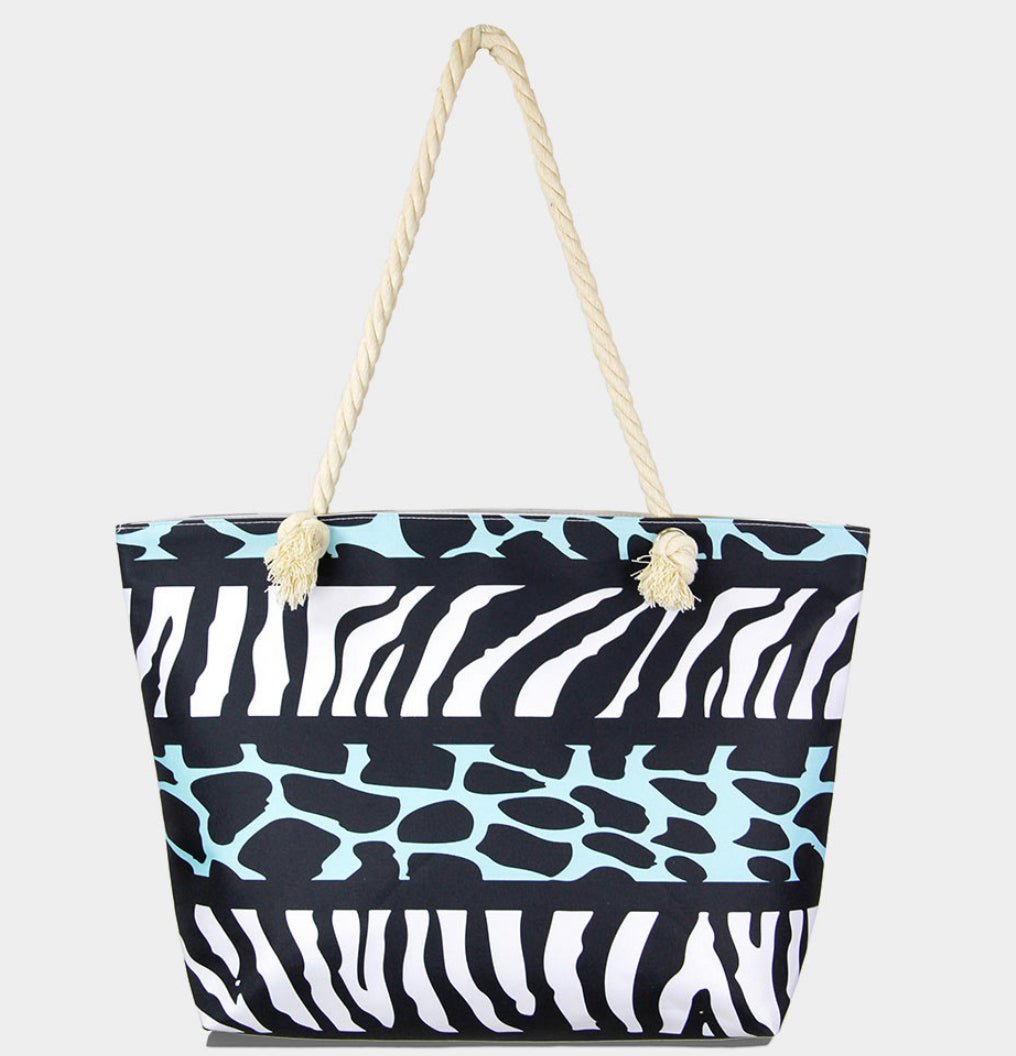 Akosua Animal Zebra Print Beach Bag - Trufacebygrace