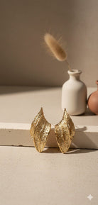 Amani Textured Leaf Earrings - Trufacebygrace