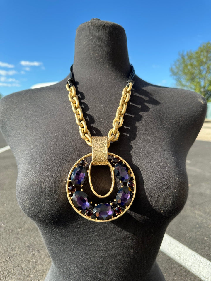 Amethyst and Emerald Eclipse Pendant Necklaces - Trufacebygrace