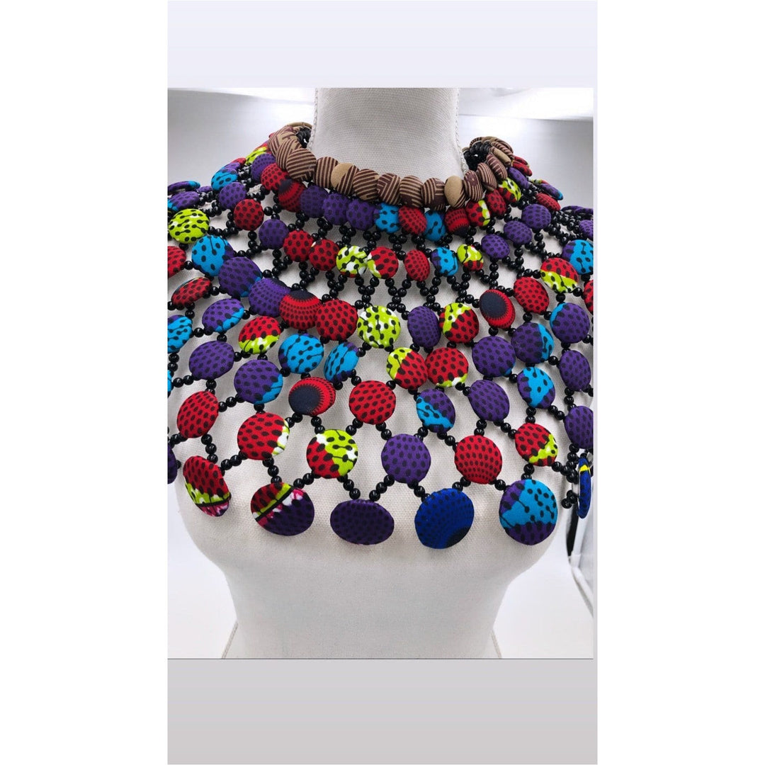 Ankara Button Statement bib Necklace - Trufacebygrace