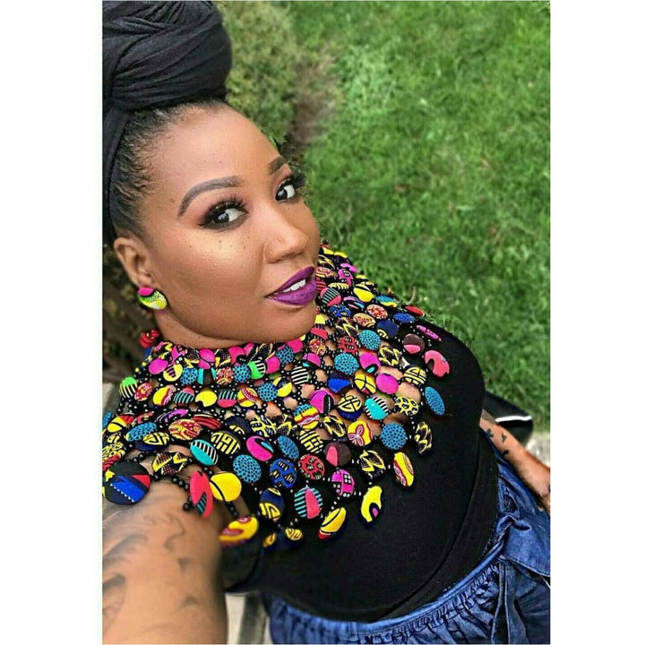 Ankara Button Statement bib Necklace - Trufacebygrace