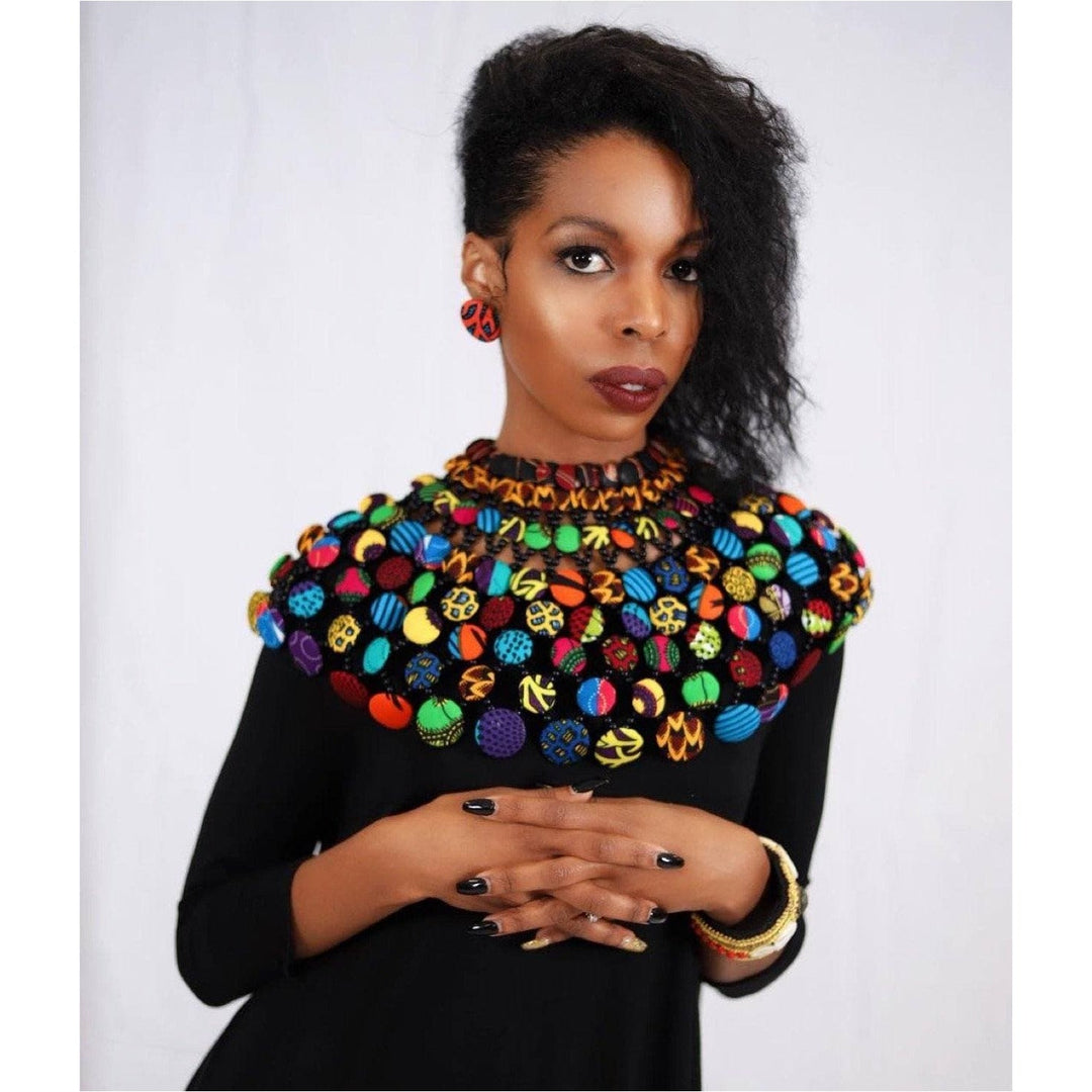 Ankara Button Statement bib Necklace - Trufacebygrace