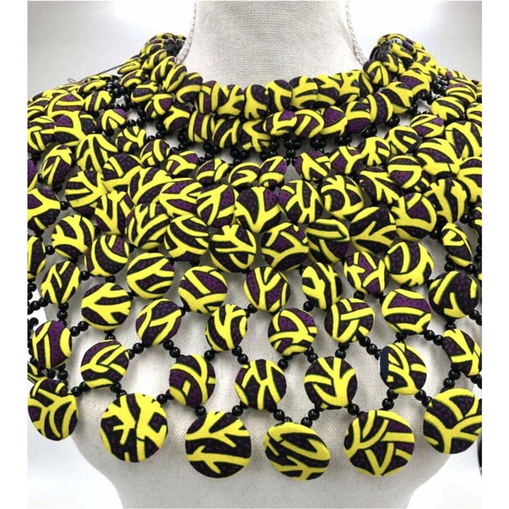 Ankara Button Statement bib Necklace - Trufacebygrace