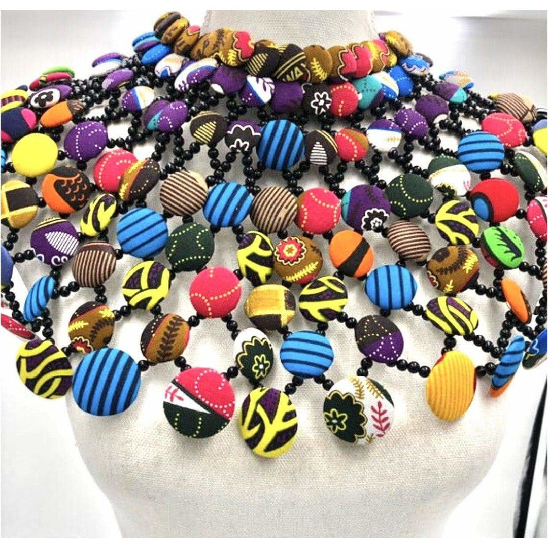 Ankara Button Statement bib Necklace - Trufacebygrace