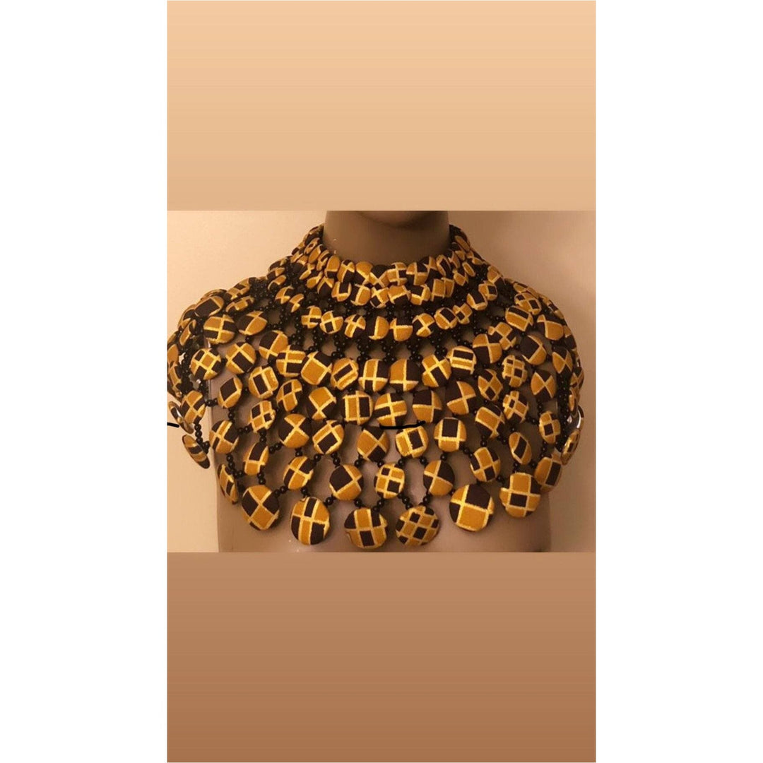 Ankara Button Statement bib Necklace - Trufacebygrace