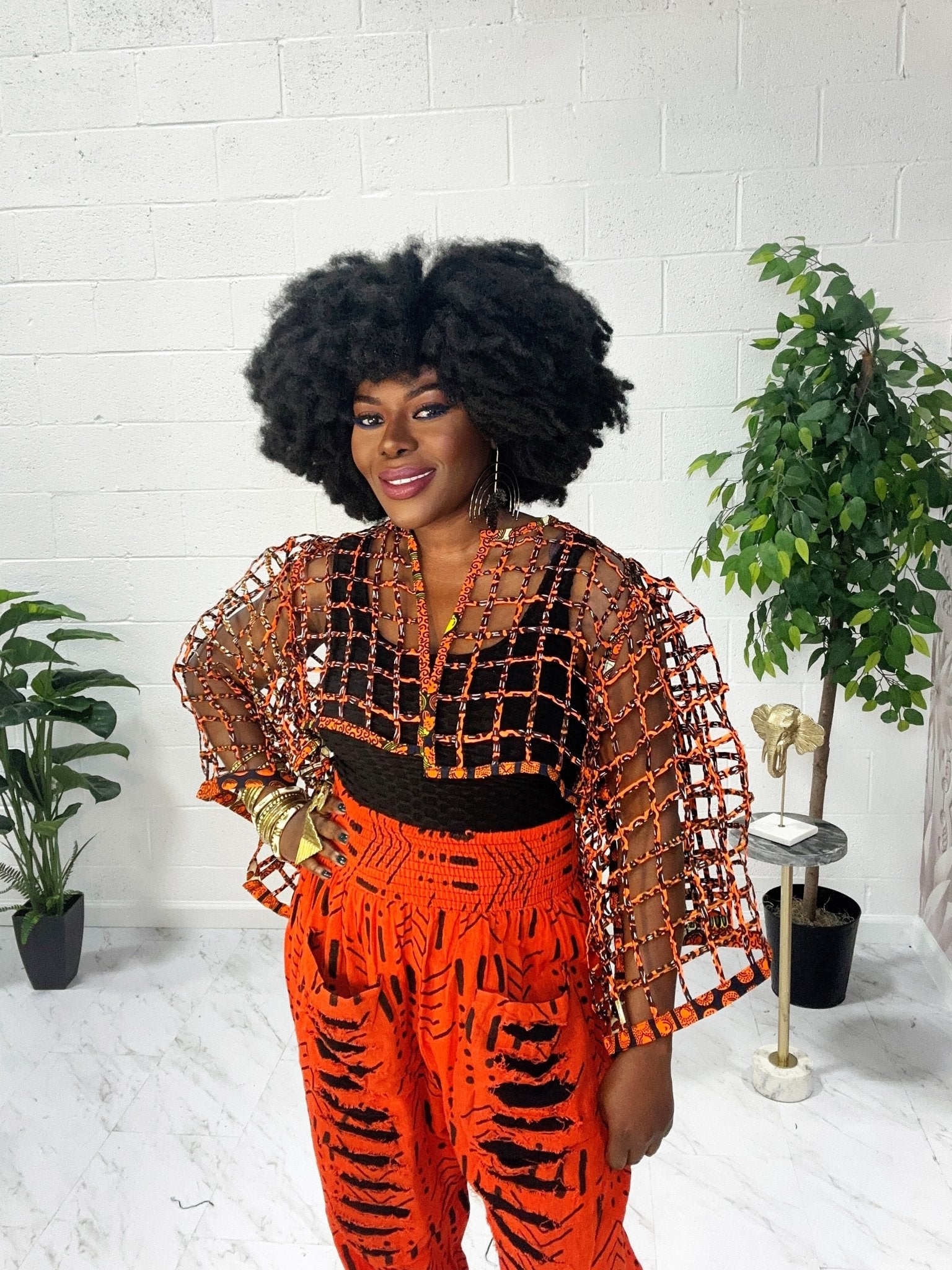 Ankara laced / Net short top/Coverup - Trufacebygrace