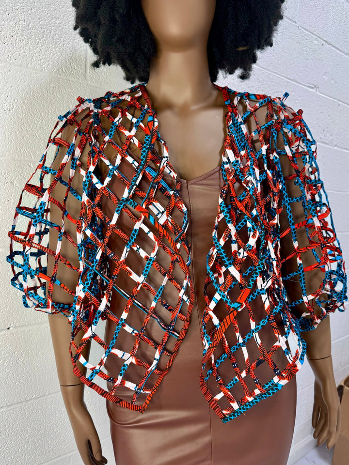 Ankara laced / Net short top/Coverup - Trufacebygrace