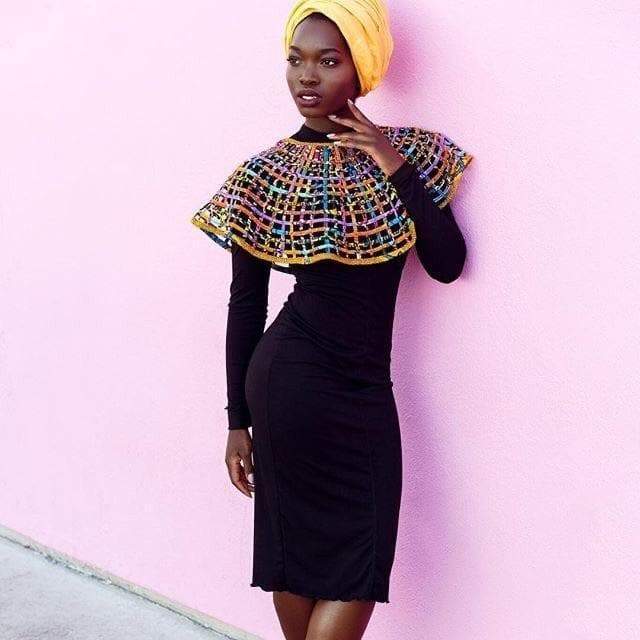 Ankara Print Medium laced/Mesh Cape - Trufacebygrace