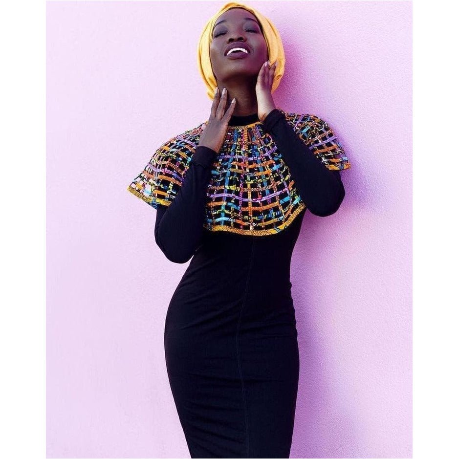 Ankara Print Medium laced/Mesh Cape - Trufacebygrace