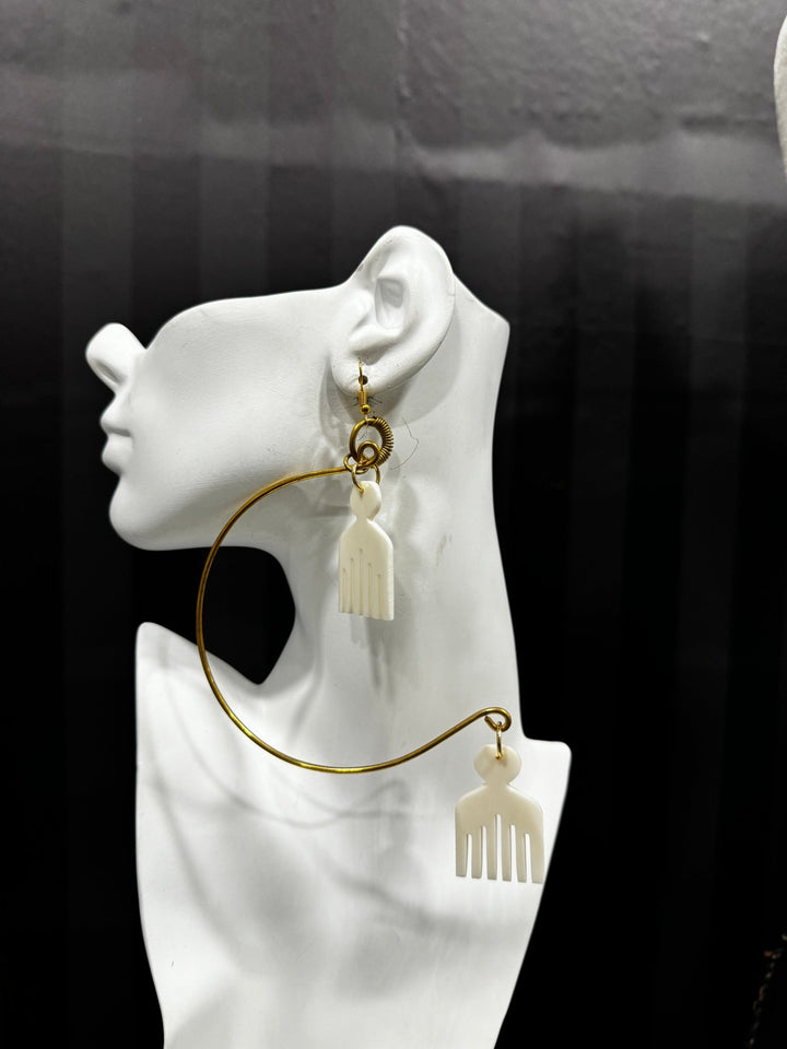 Ankh and Afro Comb Harmony Hoop Earrings - Trufacebygrace