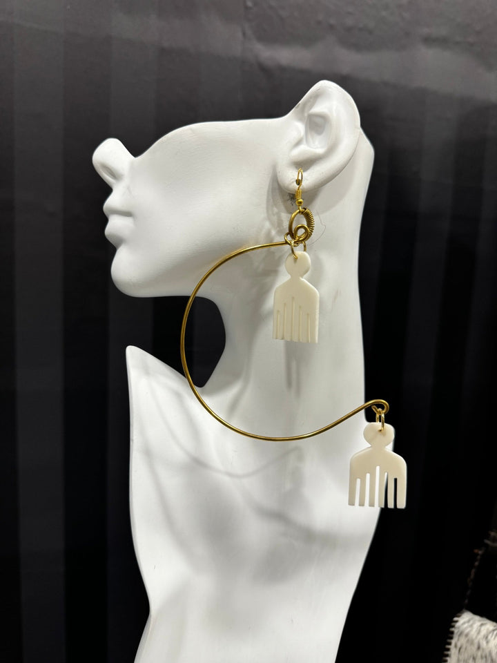 Ankh and Afro Comb Harmony Hoop Earrings - Trufacebygrace