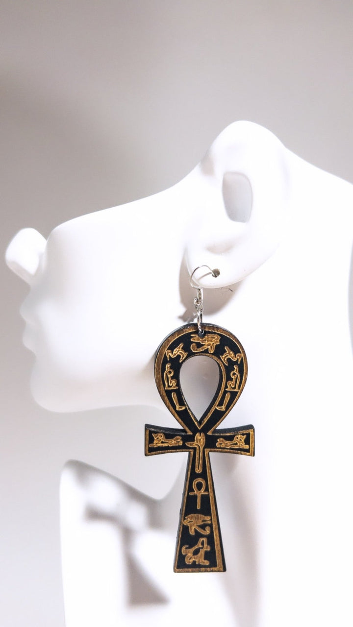 Ankh Wood lightweight Earrings - Trufacebygrace