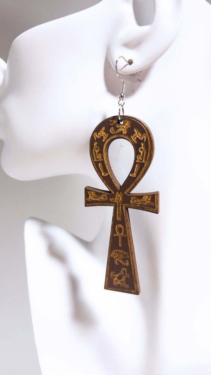 Ankh Wood lightweight Earrings - Trufacebygrace