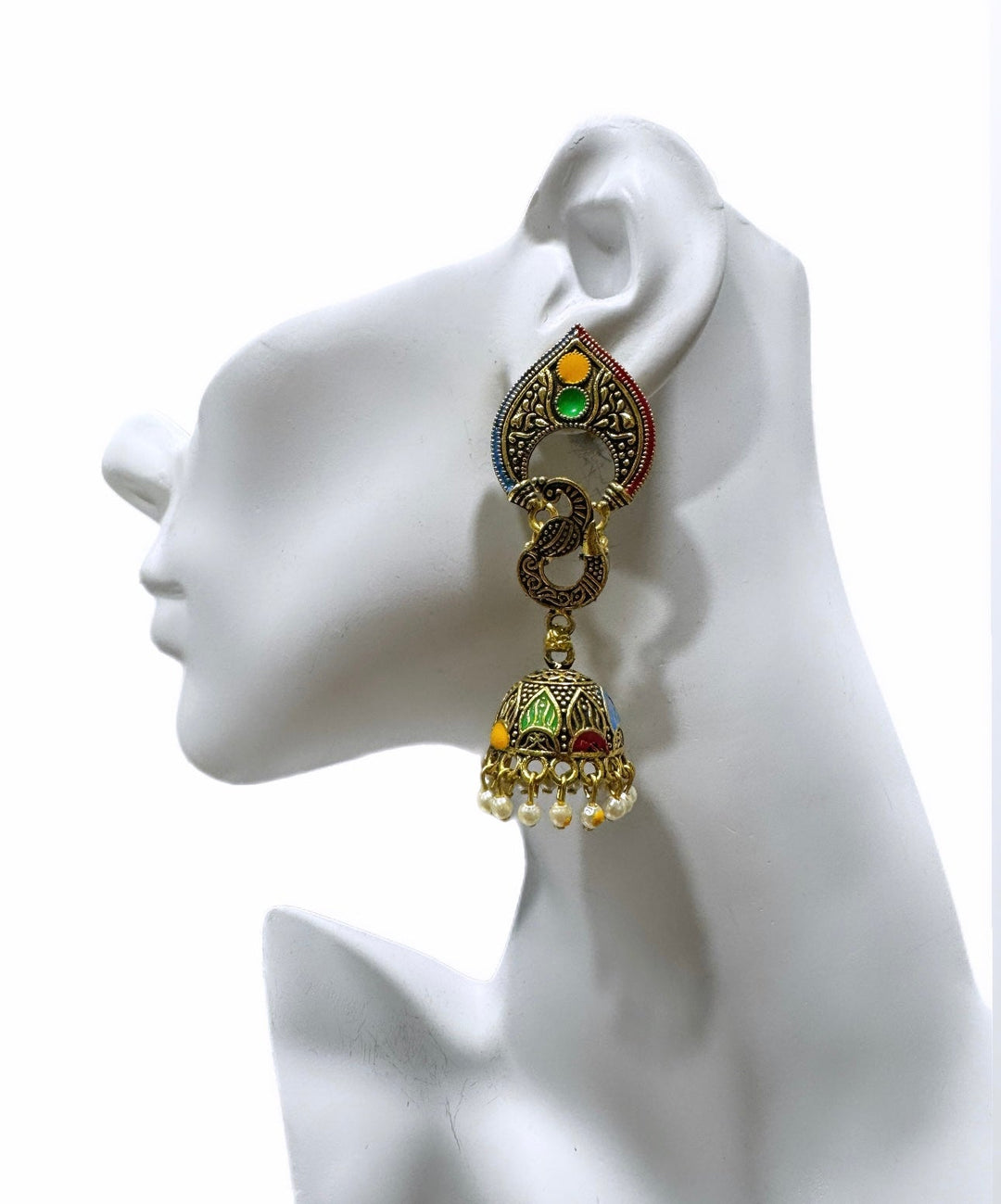 Antique Golden Swan Jhumka Earrings - Trufacebygrace