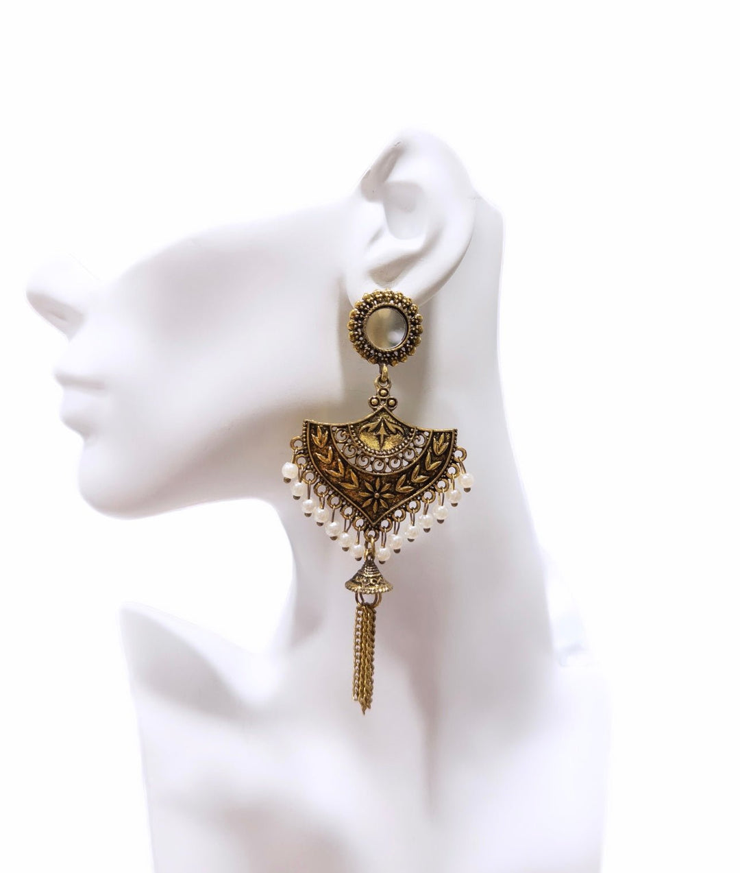 Antique Mughal Fan Jhumka Earrings - Trufacebygrace